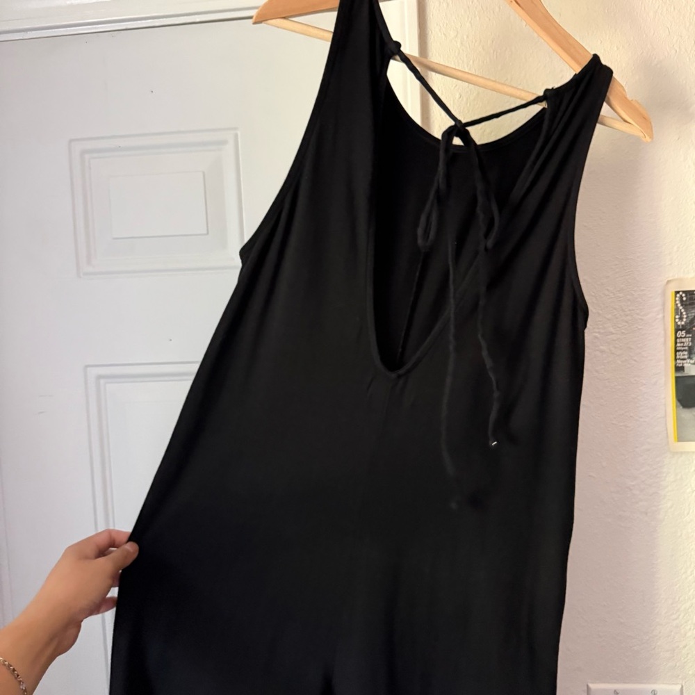 BACK BEAT RAGS black organic cotton sleeveless wide leg cropped jumpsuit - Picture 5 of 7